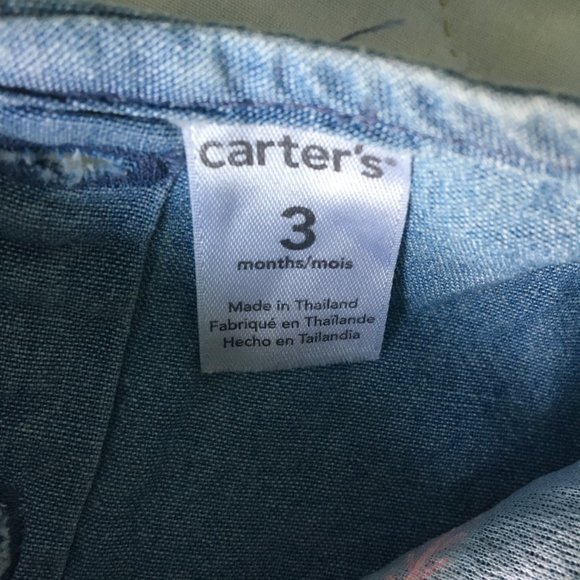 ⚪ 3/$15 Carter's baby girl 3 mo embroidered long sleeved chambray tunic - Picture 9 of 11